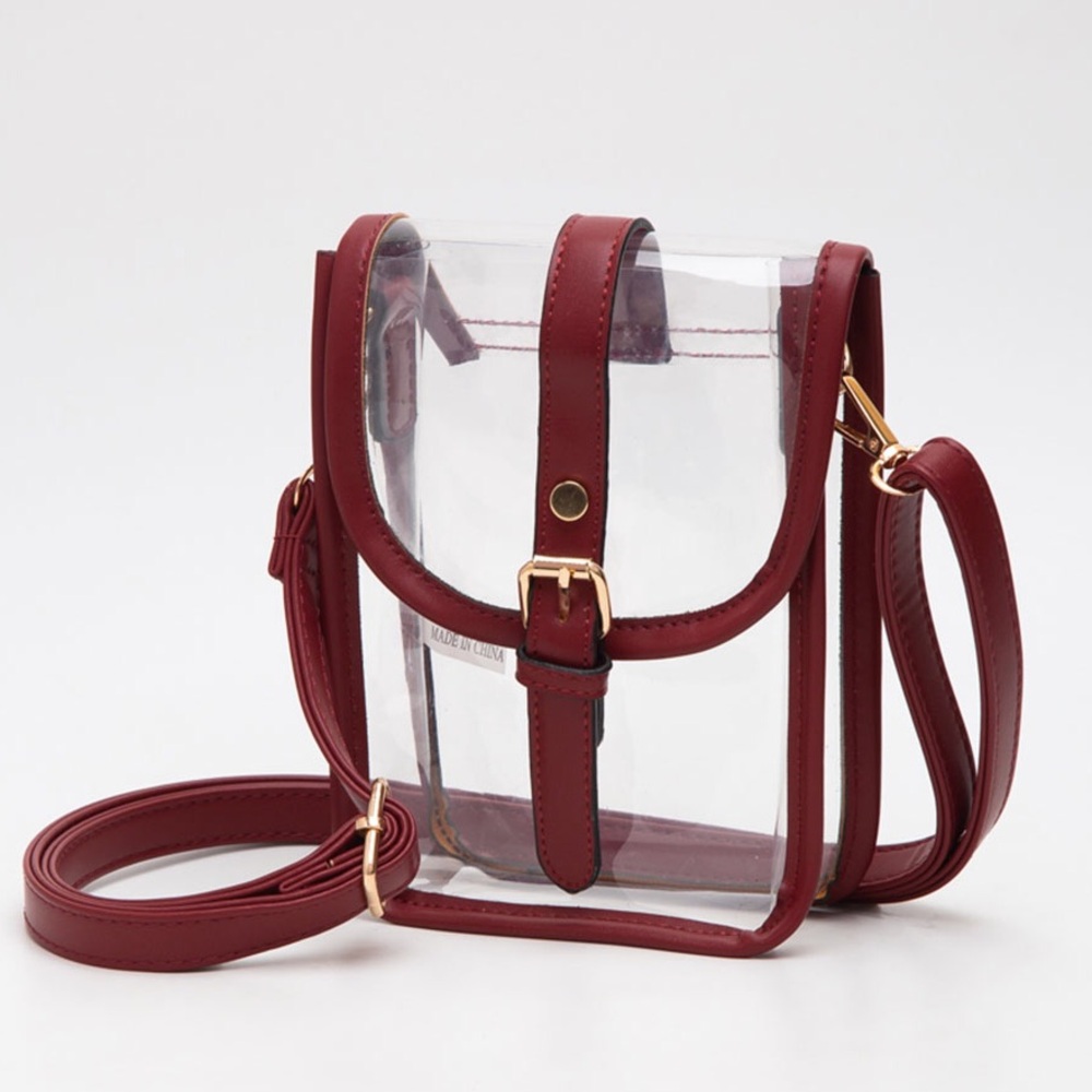 Burgundy Clear Transparent Saddle Bag